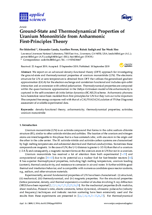 (PDF) GroundState and Thermodynamical Properties of Uranium