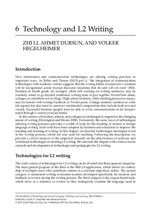 (PDF) Technology and L2 Writing