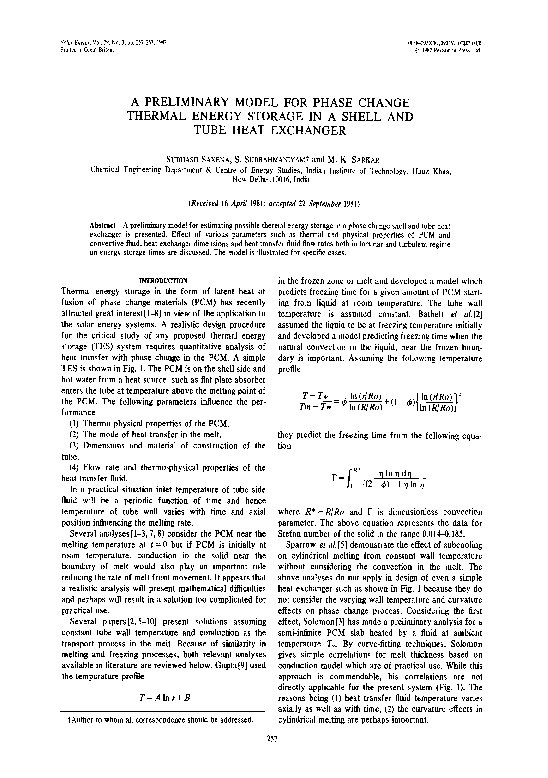 (PDF) A preliminary model for phase change thermal energy storage in a ...