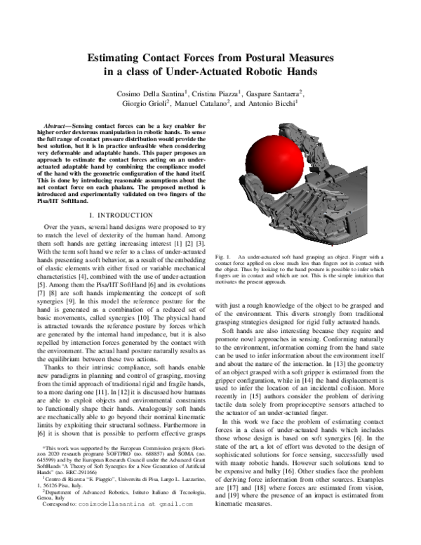(PDF) Estimating contact forces from postural measures in a class of ...