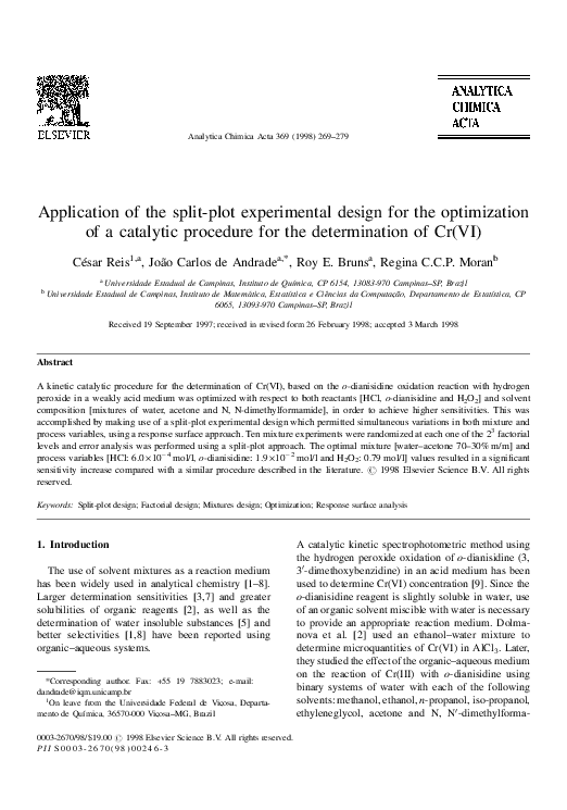 (PDF) Application of the split-plot experimental design for the ...