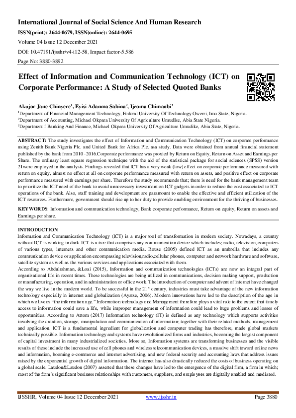 (PDF) Effect of Information and Communication Technology (ICT) on ...
