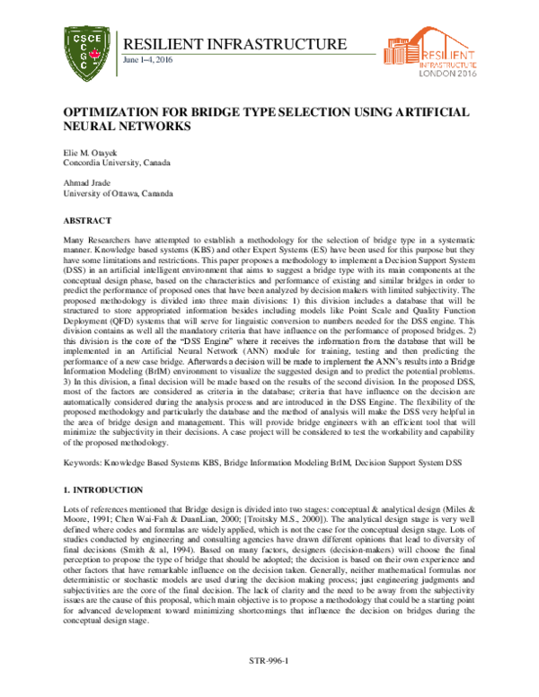 (PDF) Optimization for Bridge Type Selection Using Artificial Neural ...
