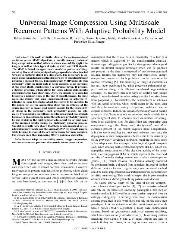 (PDF) Universal Image Compression Using Multiscale Recurrent Patterns ...