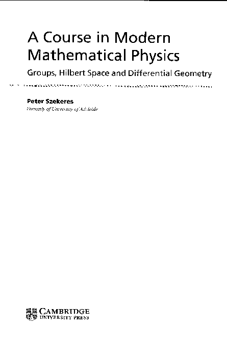 PDF) A course in modern mathematical physics: groups, Hilbert