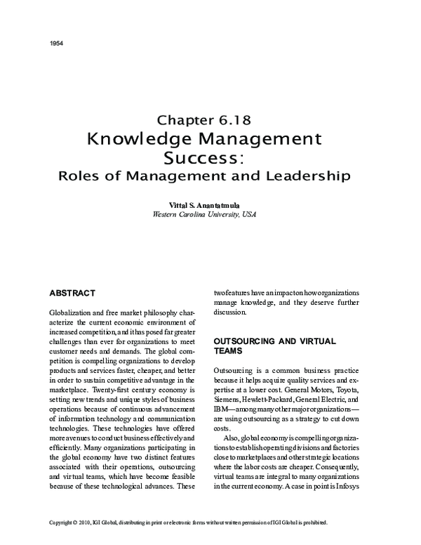 (PDF) Knowledge Management Success