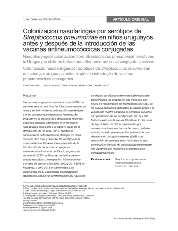 (PDF) Nasopharyngeal colonization from Streptococcus pneumoniae ...
