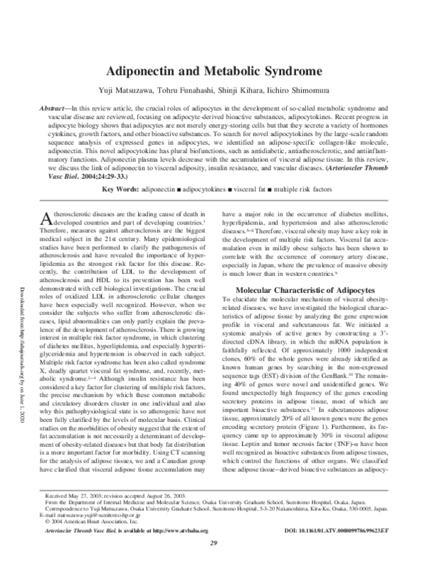 (PDF) Adiponectin and metabolic syndrome