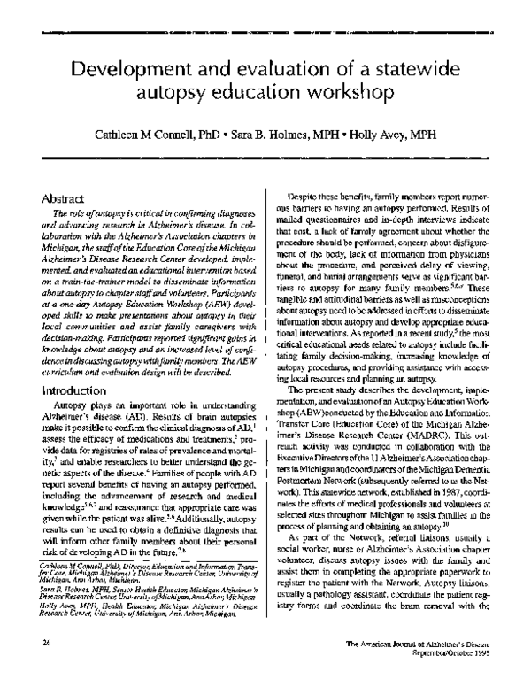 (PDF) Development and evaluation of a statewide autopsy education workshop