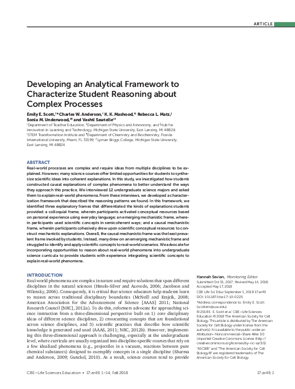 (PDF) Developing an Analytical Framework to Characterize Student ...