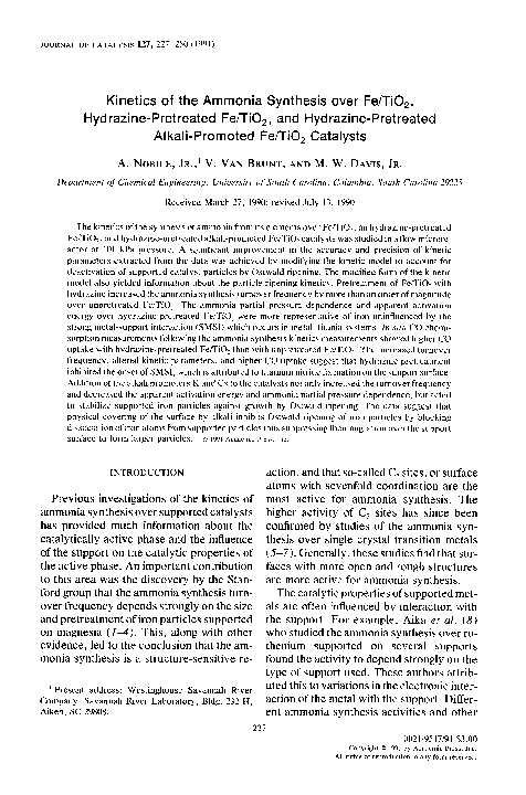 (PDF) Kinetics OF the ammonia synthesis over Fe/TiO2, hydrazine ...