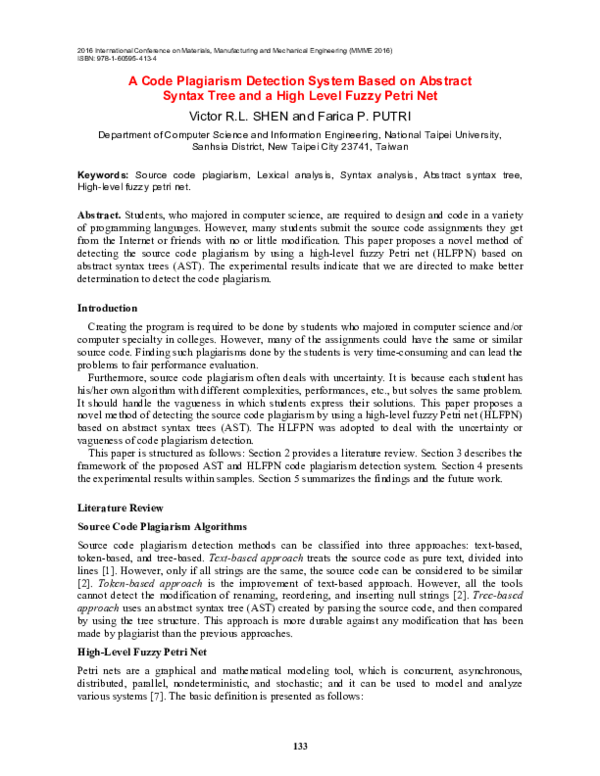(PDF) A Code Plagiarism Detection System Based on Abstract Syntax Tree ...
