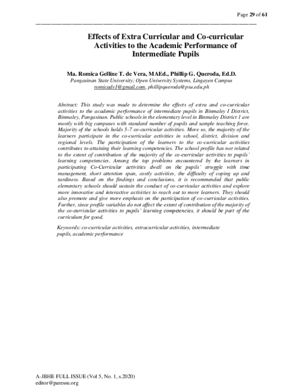 (PDF) Effects of Extra Curricular and Co-curricular Activities to the ...