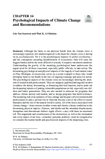 (PDF) Psychological Impacts of Climate Change and Recommendations