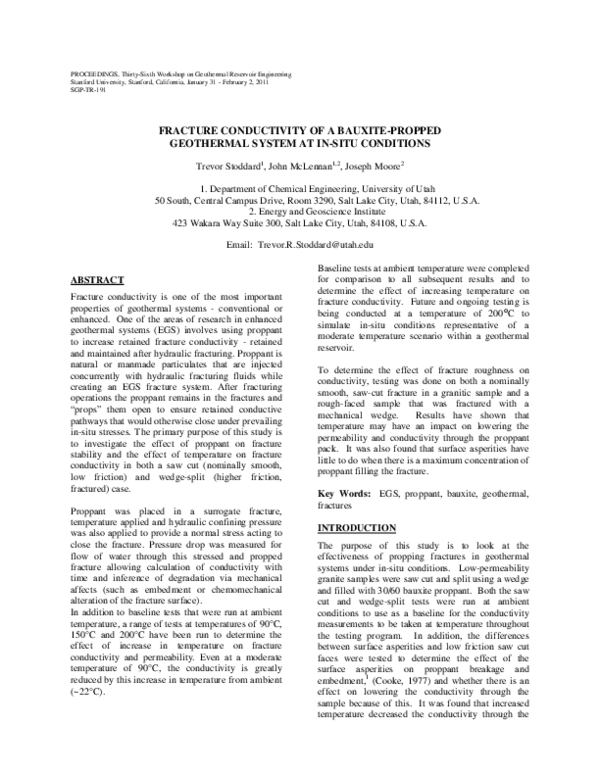 (PDF) Fracture conductivity of a bauxitepropped geothermal system