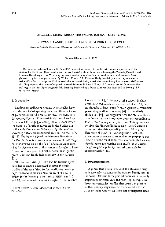(PDF) lineations in the Pacific Jurassic quiet zone John