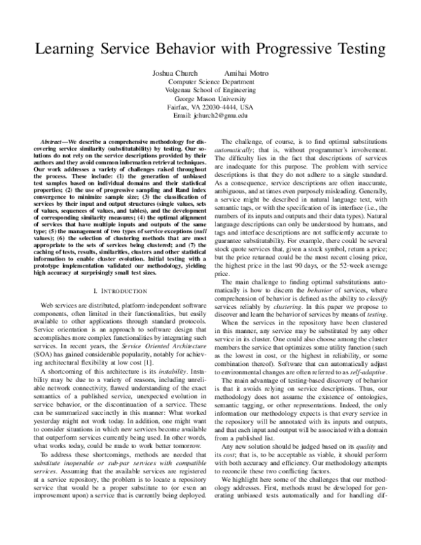 (PDF) Learning service behavior with progressive testing