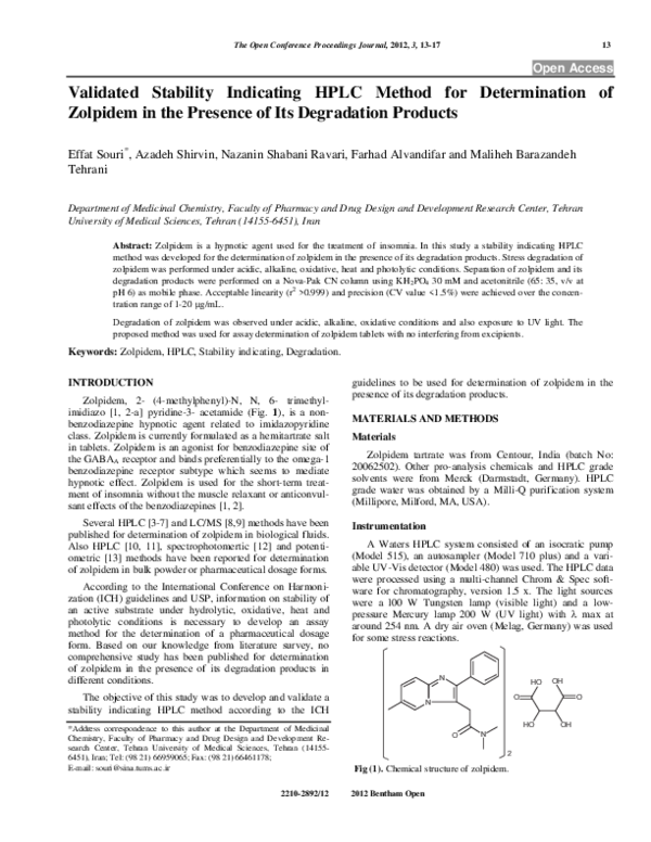 (PDF) Validated Stability Indicating HPLC Method for Determination of ...