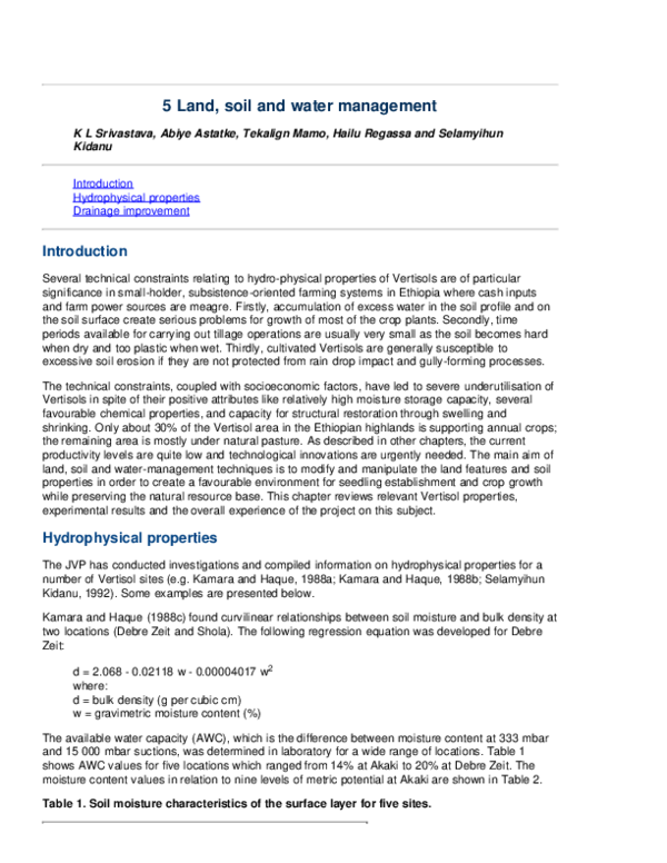 (PDF) 5 Land , soil and water management