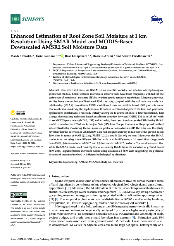 (PDF) Enhanced Estimation of Root Zone Soil Moisture at 1 km Resolution ...
