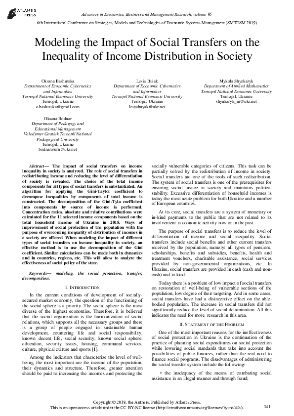 (PDF) Modeling the impact of social transfers on the inequality of ...