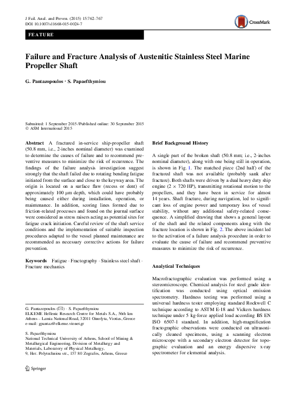 (PDF) Failure and Fracture Analysis of Austenitic Stainless Steel