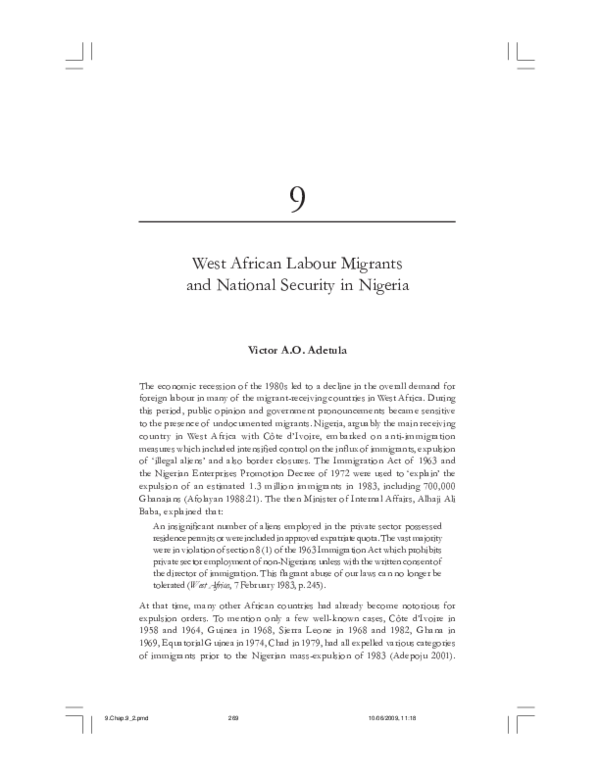 (PDF) West African Labour Migrants and National Security in Nigeria