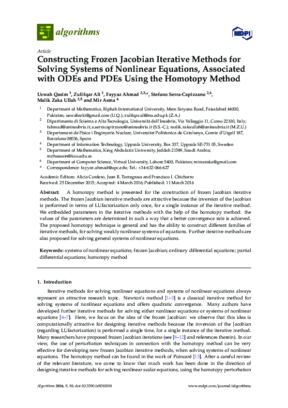 (PDF) Constructing Frozen Jacobian Iterative Methods for Solving ...