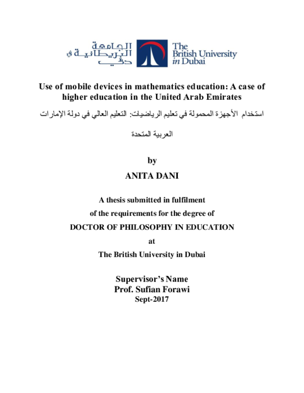 (PDF) Use of mobile devices in mathematics education: A case of higher ...