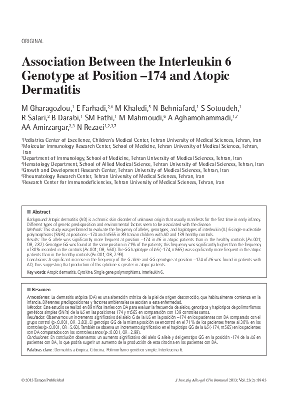 (PDF) Association between the interleukin 6 genotype at position -174 ...