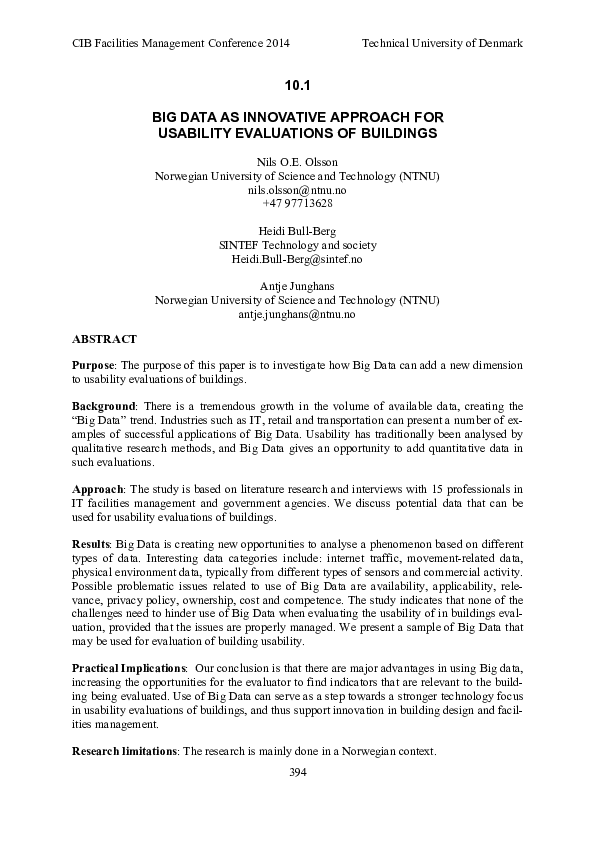 (PDF) Big Data as Innovative Approach for Usability Evaluations of ...