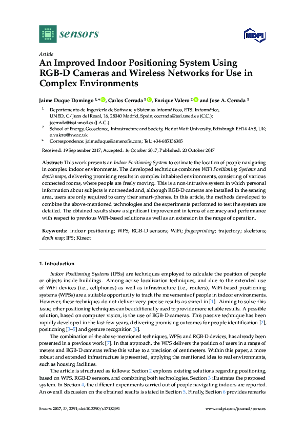 (PDF) An Improved Indoor Positioning System Using RGB-D Cameras and ...