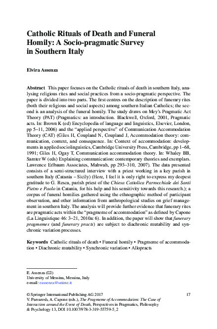 (PDF) Catholic Rituals of Death and Funeral Homily: A Socio-pragmatic ...