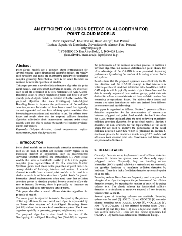 (PDF) An Efficient Collision Detection Algorithm for Point Cloud Models
