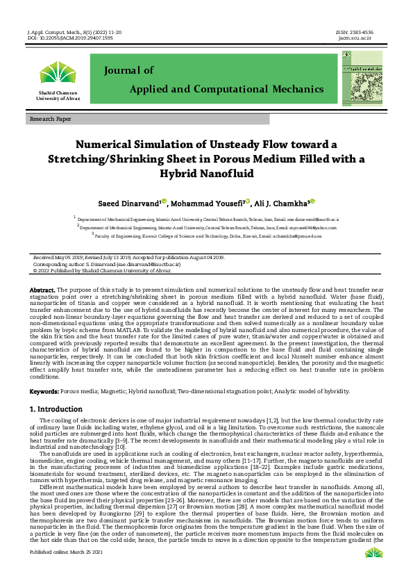 (PDF) Numerical Simulation of Unsteady Flow toward a Stretching ...