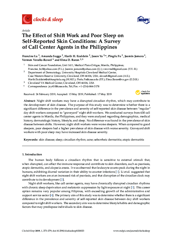 (PDF) The Effect of Shift Work and Poor Sleep on Self-Reported Skin ...