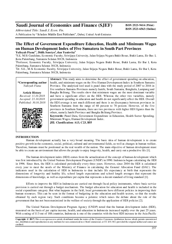 (PDF) The Effect of Government Expenditure Education, Health and ...
