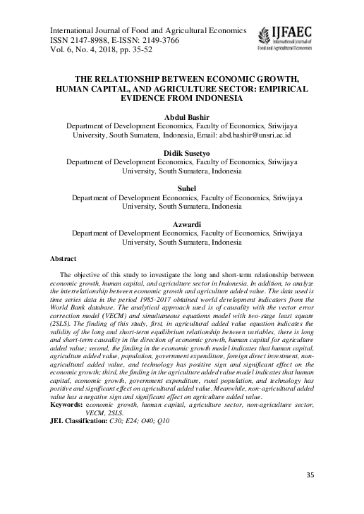 (PDF) The Relationship Between Economic Growth, Human Capital, And ...