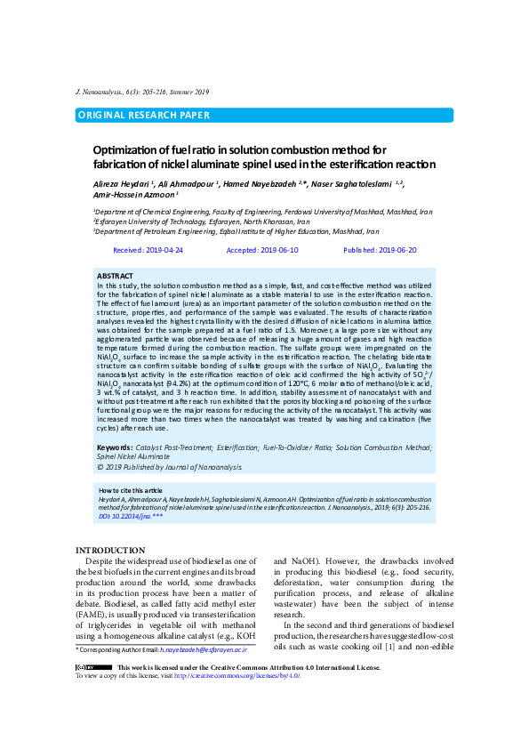 (PDF) Optimization of fuel ratio in solution combustion method for ...