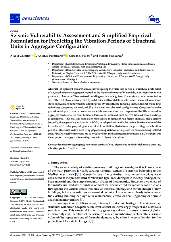 (PDF) Seismic Vulnerability Assessment and Simplified Empirical ...