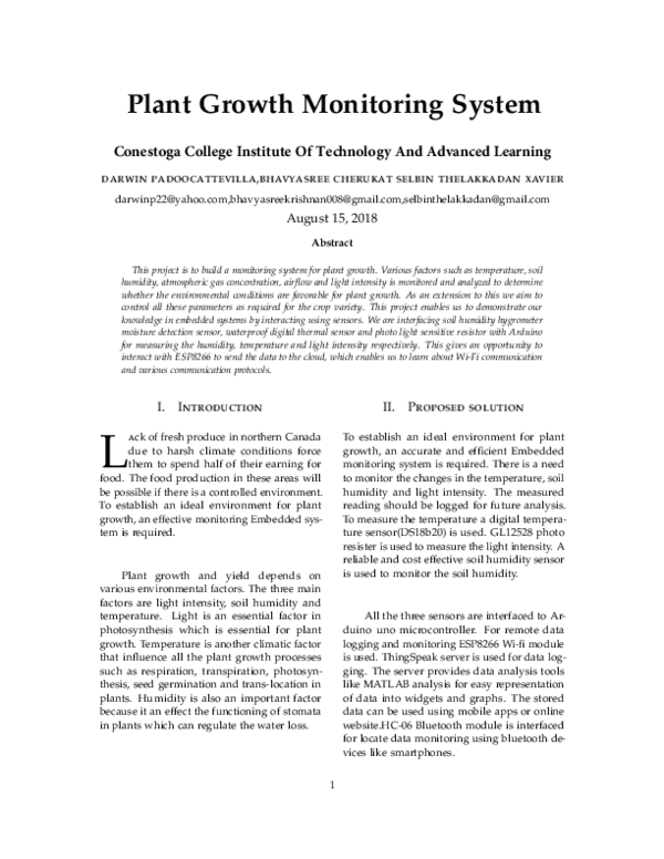 (PDF) Plant Growth Monitoring System