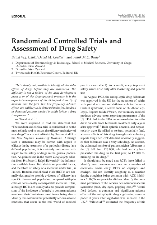 (PDF) Randomized Controlled Trials and Assessment of Drug Safety