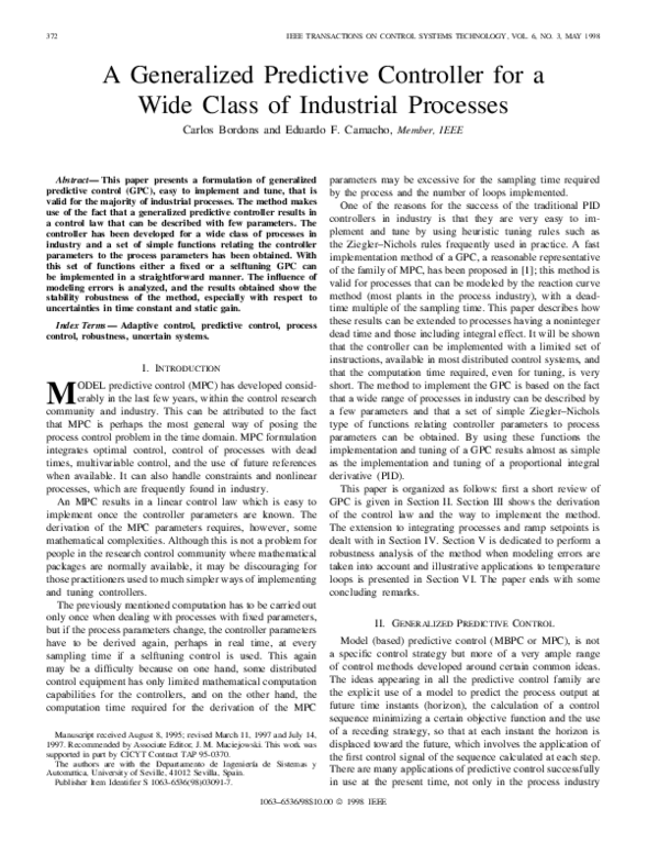 (PDF) A generalized predictive controller for a wide class of ...
