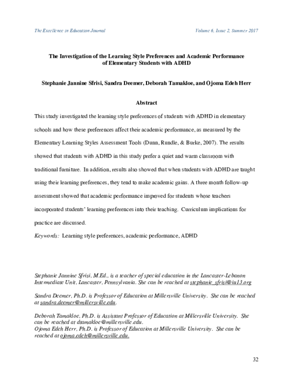 (PDF) The Investigation of the Learning Style Preferences and Academic ...
