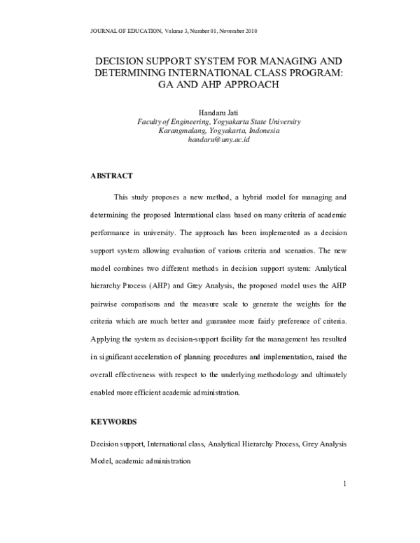 (PDF) Decision Support System for Managing and Determining ...