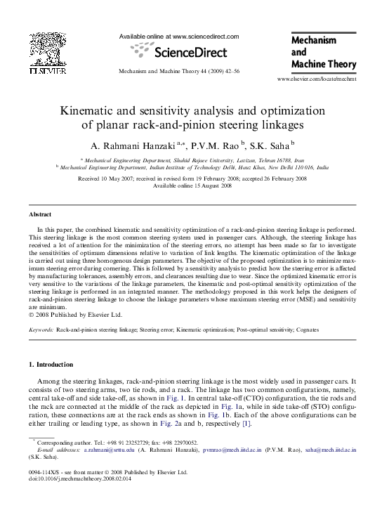 (PDF) Kinematic and sensitivity analysis and optimization of planar ...