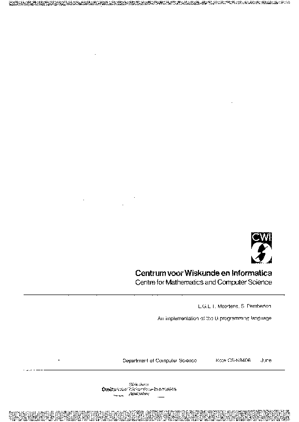 (PDF) An implementation of the B programming language | Lambert ...