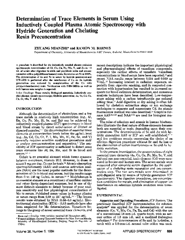 (PDF) Determination of Trace Elements in Serum Using Inductively ...