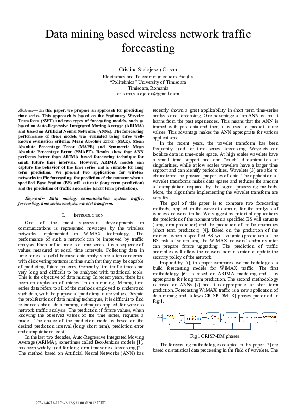 (PDF) Data mining based wireless network traffic forecasting