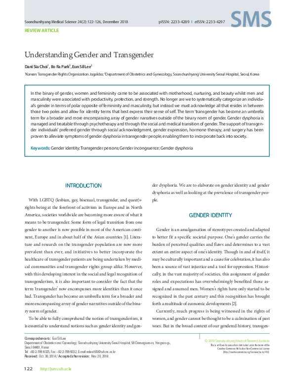 (PDF) Understanding Gender and Transgender